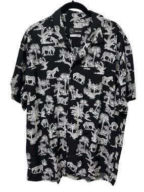 Target Original Use Jungle Animal Print Button-Up Shirt L Black and White
